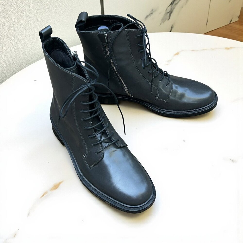 Banana Republic Charcoal Gray Leather Combat Boots Size 6